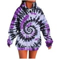 thumbnail image 1 of QQAMB Tie Dye Sweatshirts for Women Fall Trendy Drawstring Long Sleeve Hoodies Sweatshirts with Pocket Purple XL, 1 of 5