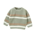 thumbnail image 1 of QQAMB Toddler Baby Girl Boy Long Sleeve Stripe Knit Sweater Crewneck Pullover Fall Winter Warm Tops Clothes,12 Months, 1 of 7