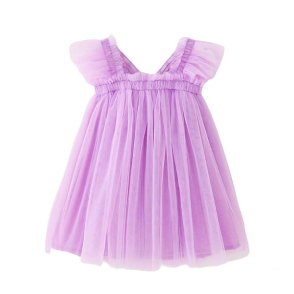 QQAMB Toddler Baby Girls Butterfly Wings Dress Sleeveless A-Line Tulle Princess Dress Birthday Party Tutu Summer Dresses