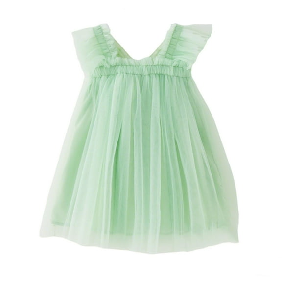 QQAMB Toddler Baby Girls Butterfly Wings Dress Sleeveless A-Line Tulle Princess Dress Birthday Party Tutu Summer Dresses