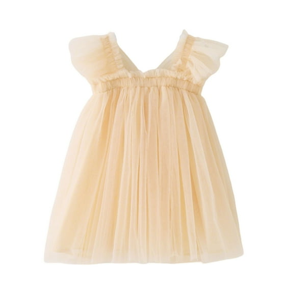 QQAMB Toddler Baby Girls Butterfly Wings Dress Sleeveless A-Line Tulle Princess Dress Birthday Party Tutu Summer Dresses