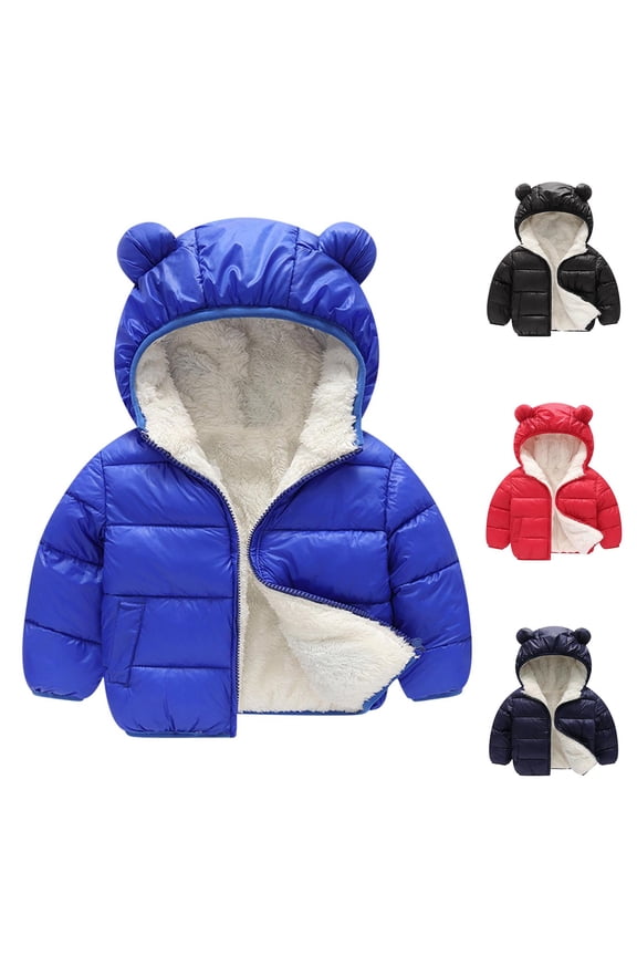 Toddler Boys Girls Thicken Winter Coat Baby Fleece Warm Cute Bear Ear Hooded Jacket,12 Months