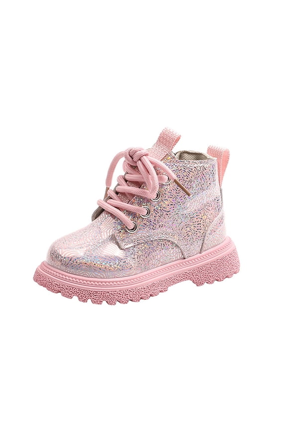 Toddler Girls Bow Ankle Boots Lace Up Riding Boots PU Leather Side Zipper Lug Sole Booties for Little Kids