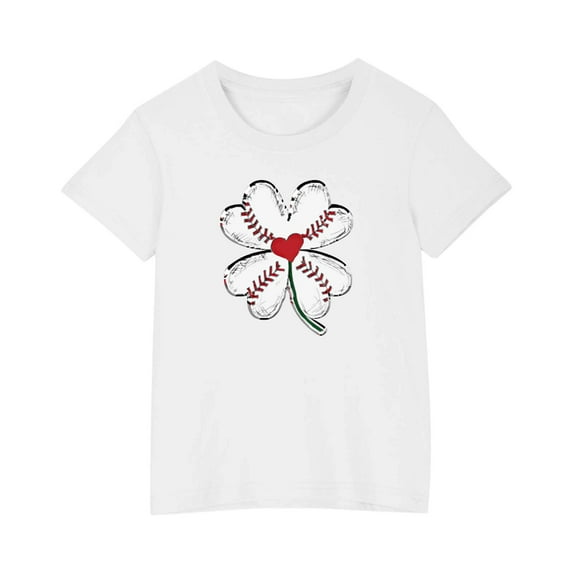 QQAMB Toddler Kids Boys Girls Baseball Print T-Shirts Cute Crewneck Short Sleeve Tee Top