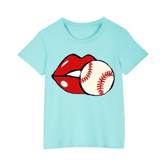 QQAMB Toddler Kids Boys Girls Baseball Print T-Shirts Cute Crewneck Short Sleeve Tee Top