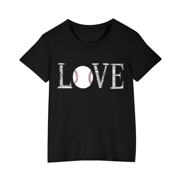 QQAMB Toddler Kids Boys Girls Baseball Print T-Shirts Cute Crewneck Short Sleeve Tee Top