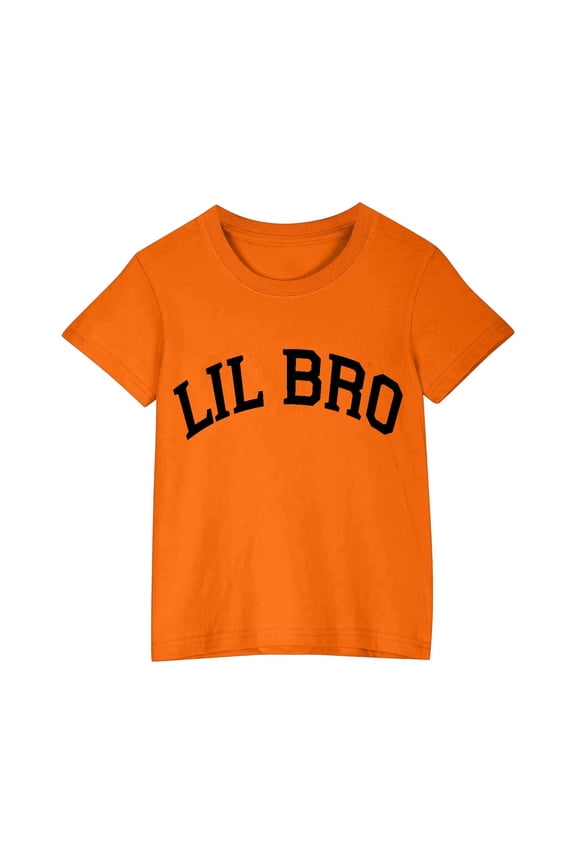 Toddler Kids Boys Girls T-Shirt Lil Bro Letter Print Cute Crewneck Short Sleeve Tee Tops