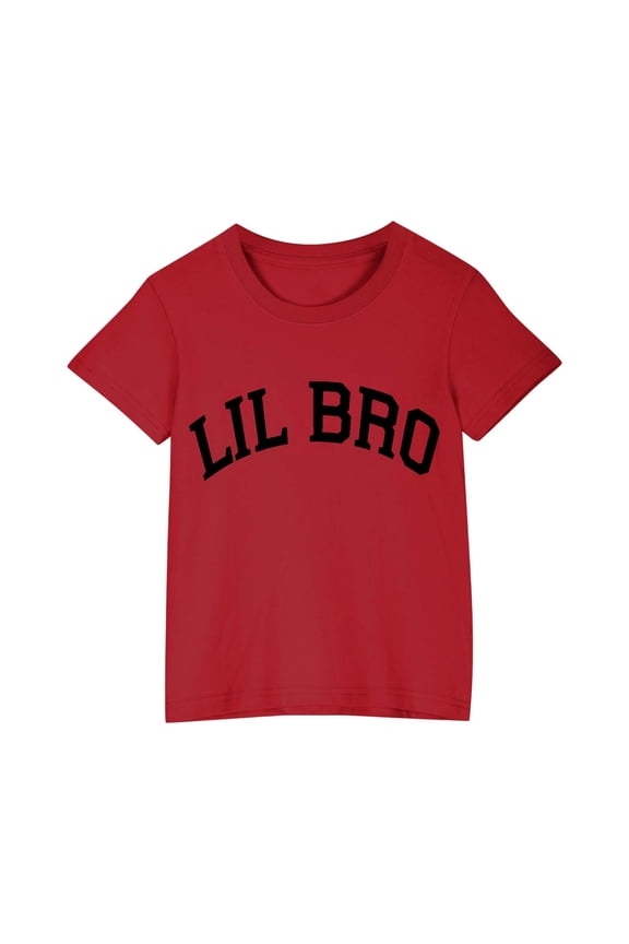 Toddler Kids Boys Girls T-Shirt Lil Bro Letter Print Cute Crewneck Short Sleeve Tee Tops