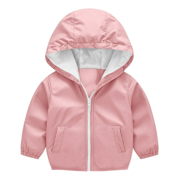 QQAMB Toddler Thin Lightweight Hooded Jackets Zip up Windproof Rain Jackets with Pockets Kids Baby Fall Casual Outwear,12 Months