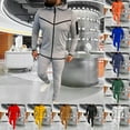 thumbnail image 1 of QQAMB Tracksuits for Men Plus Size Solid Color Full Zipper Hoodies Sweatshirt and Pant Athletic 2 Piece Tracksuits, 1 of 4