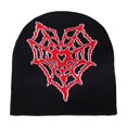 thumbnail image 1 of QQAMB Unisex Knitted Beanie Heart Spider Web Patterned Knitted Hats Winter Outdoors Soft Warm Skull Cap, 1 of 3