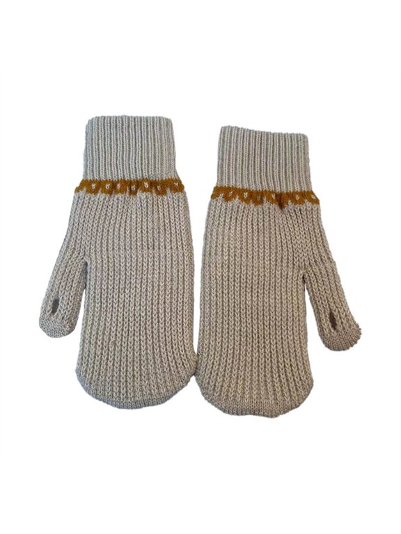 QQAMB Warm Winter Mittens for Women Men Stretchy Cable Knit Gloves Cold Weather Daily Outings Thermal Soft Glove