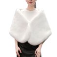 thumbnail image 1 of QQAMB Warp for Women Winter Faux Fur Warm Wedding Bride Cloak Cape Shawl Party Dressy Vacation Outdoor Outfits, 1 of 4