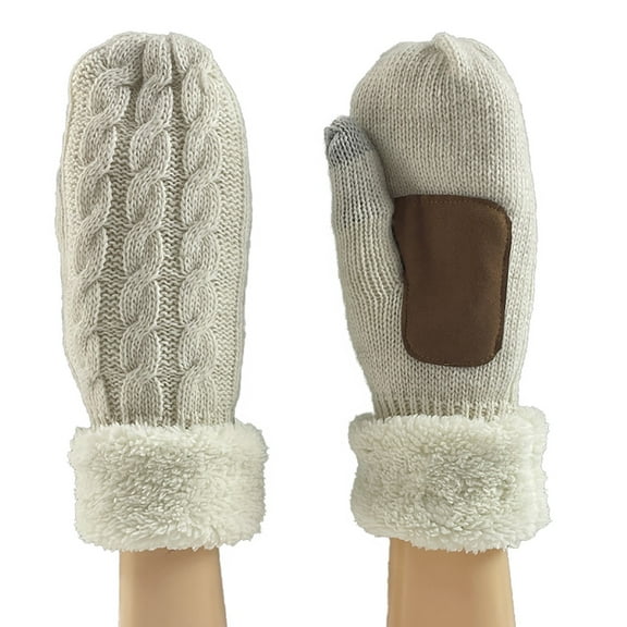 QQAMB Winter Gloves For Women Cold Weather Warm Thermal Fleece Lining Glove Cozy Wool Knit Thick Mittens For Freezing Winter