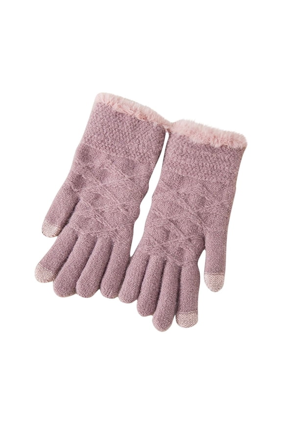 Winter Gloves For Women Cold Weather Warm Thermal Fleece Lining Glove Cozy Wool Knit Thick Mittens For Freezing Winter