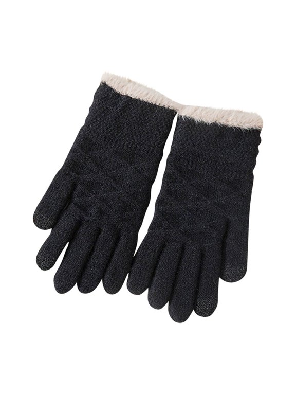 Winter Gloves For Women Cold Weather Warm Thermal Fleece Lining Glove Cozy Wool Knit Thick Mittens For Freezing Winter