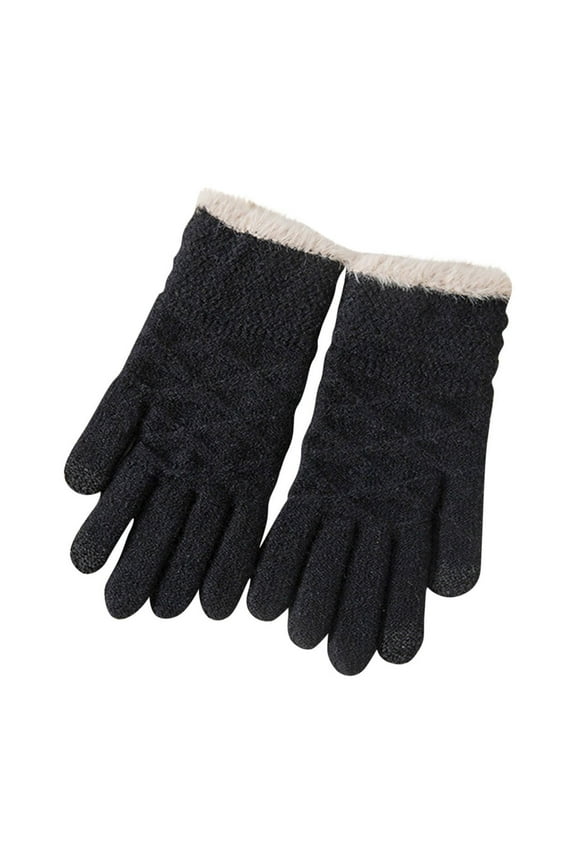 Winter Gloves For Women Cold Weather Warm Thermal Fleece Lining Glove Cozy Wool Knit Thick Mittens For Freezing Winter