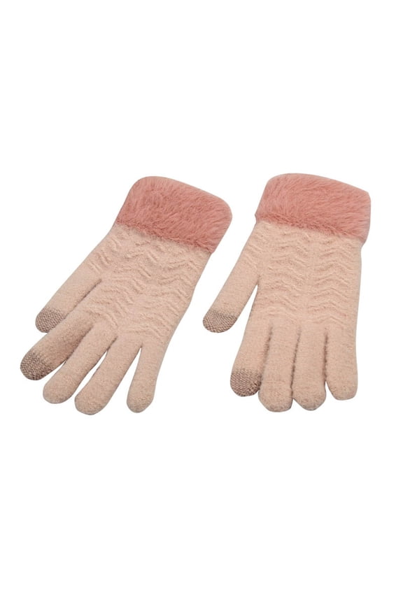 Winter Gloves for Women Cute Soft Fuzzy Knitted Elastic Cuff Texting Glove Thermal Cold-Proof Cycling Touchscreen Mittens