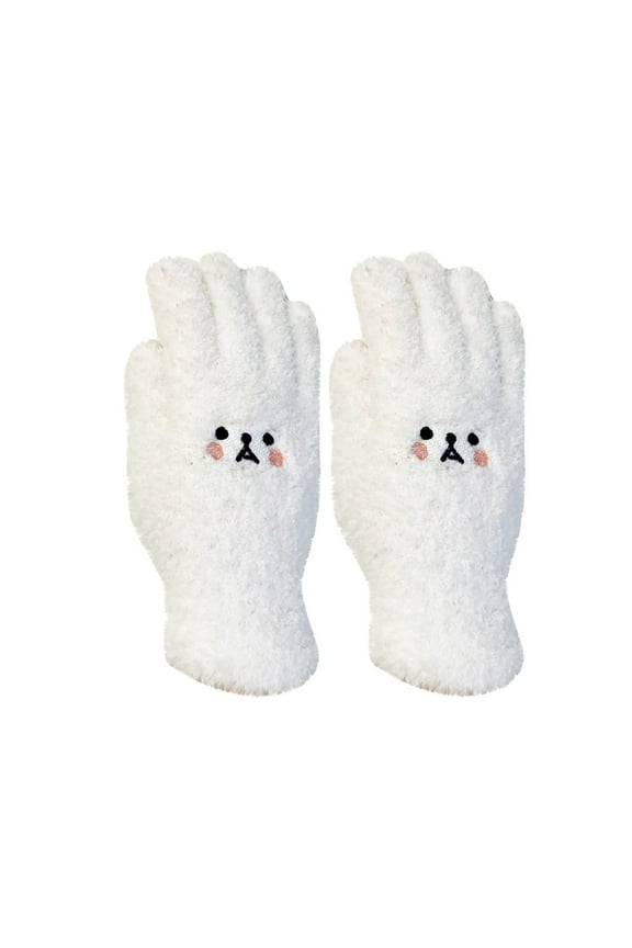 Winter Gloves for Women Stretch Fleece Gloves with Touchscreen Thermal Smile Print Warm Gloves for Cold Weather