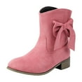 thumbnail image 1 of QQAMB Women Bow Detail Short Boots with Chunky Low Heel Ankle Booties for Casual Winter Wear and Outdoor Use, 1 of 8