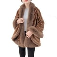 thumbnail image 1 of QQAMB Women Faux Fur Shawl Wrap Open Front Poncho Cape Sequin Beaded Pashmina Oversized Sweaters Shawl Fall Winter, 1 of 2