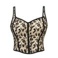 thumbnail image 1 of QQAMB Women Floral Corset Crop Top Strap Boned Bustier Cute Lace Up Back Party Bodyshaper Renaissance Court Style Tank Tops, 1 of 7