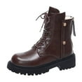 thumbnail image 1 of QQAMB Women Lace Up Ankle Boots with Round Toe and Low Heel for Casual Winter Style, 1 of 8