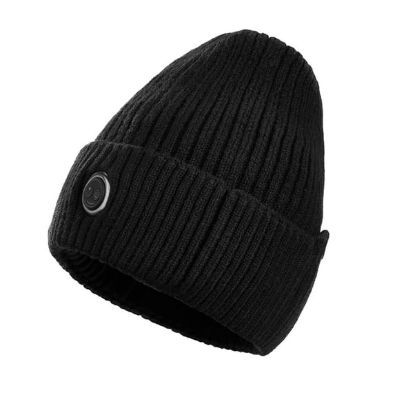 QQAMB Women Men Heated Beanie Hat,Electric Rechargeable Warm Winter Heated Fleece Cap