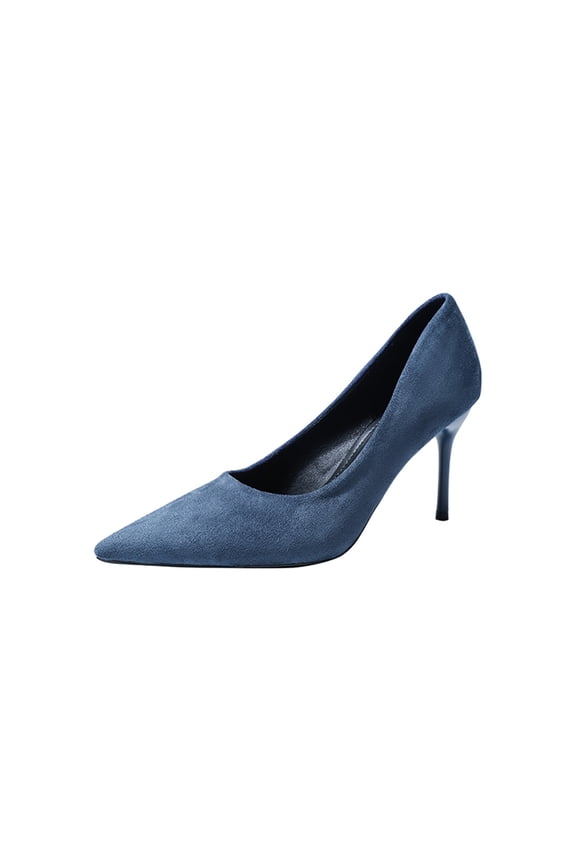 Women Pointed Toe Heels Shiny Elegant Ladies Pumps Solid Stiletto Suede Soft Heeled Dress Shoes Comfort Work Formal Shoes