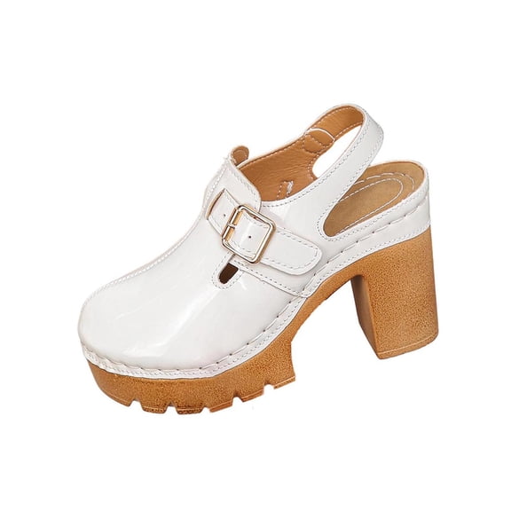 QQAMB Women Shoes T Strap Mary Jane Chunky Heel Platform Oxford Shoes Block Heel