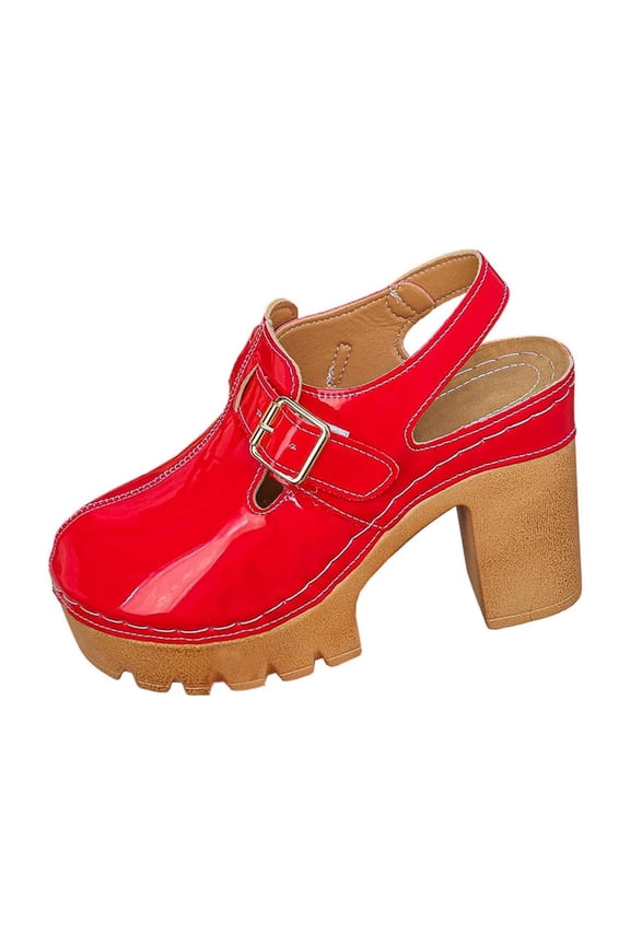Women Shoes T Strap Mary Jane Chunky Heel Platform Oxford Shoes Block Heel