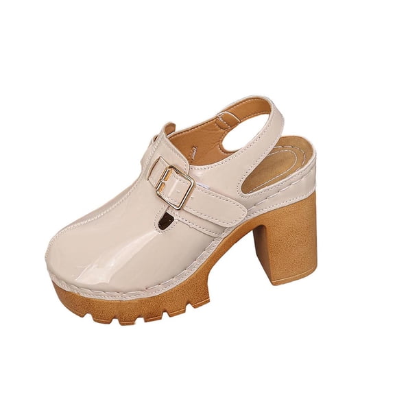 QQAMB Women Shoes T Strap Mary Jane Chunky Heel Platform Oxford Shoes Block Heel