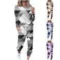 thumbnail image 1 of QQAMB Women Two-piece Sets Crewneck Color Block Long Sleeve Sweatshirt and Long Pants Sweatsuit, 1 of 5