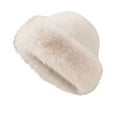 thumbnail image 1 of QQAMB Women Winter Faux Fur Bucket Hat Warm Cap Fluffy Warm Hat for Women Teens Girls, 1 of 3