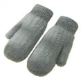 thumbnail image 1 of QQAMB Women Winter Fuzzy Warm Mittens, Fashion Chunky Knit Outdoor Gloves Soft Lining Cold Weather Winterproof Warm Gloves, 1 of 6