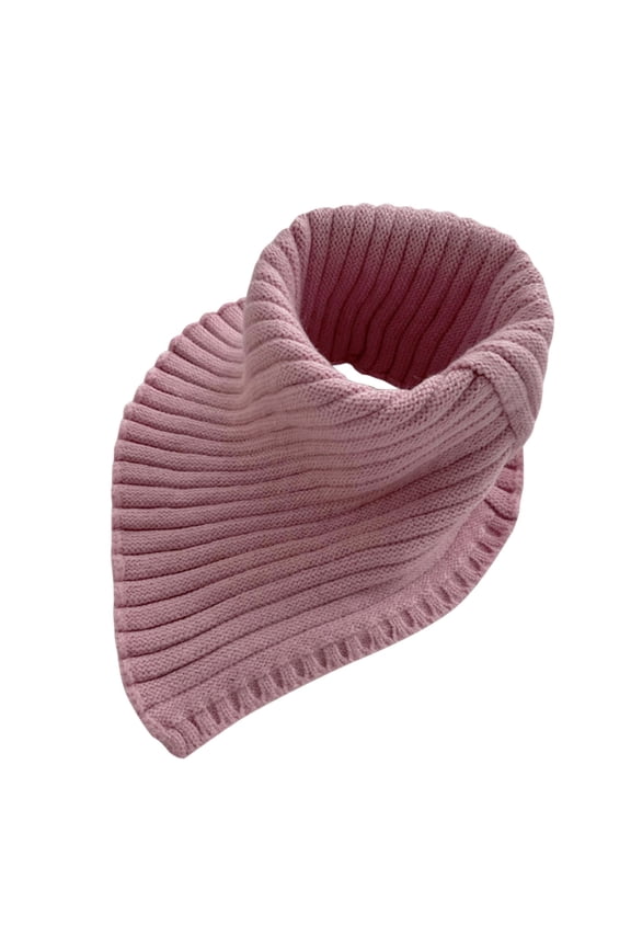 Women Winter Rib Knit Turtleneck Faux Collar Solid Color Detachable Triangular Scarf Wrap Windproof Neck Warmer