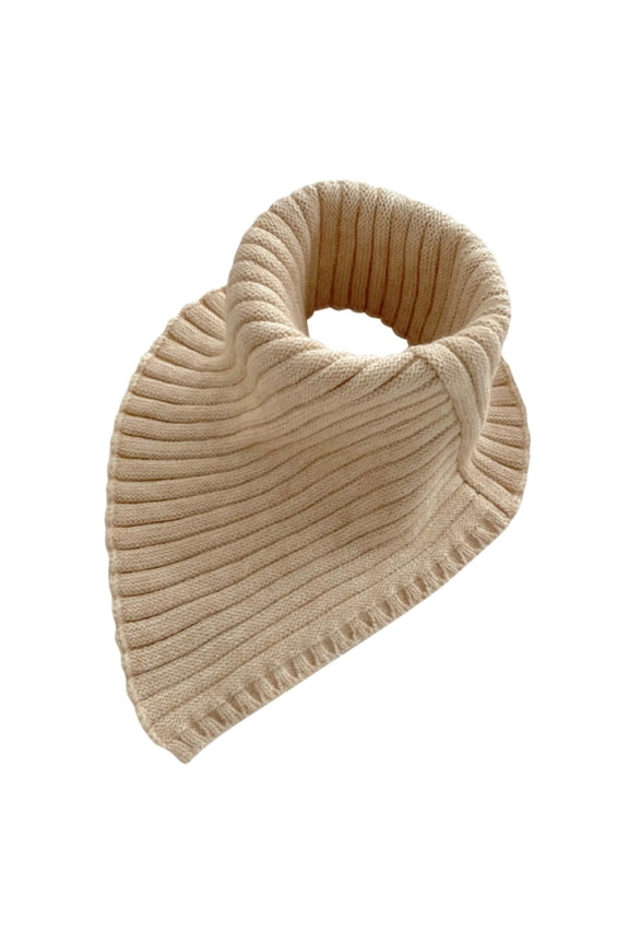 Women Winter Rib Knit Turtleneck Faux Collar Solid Color Detachable Triangular Scarf Wrap Windproof Neck Warmer