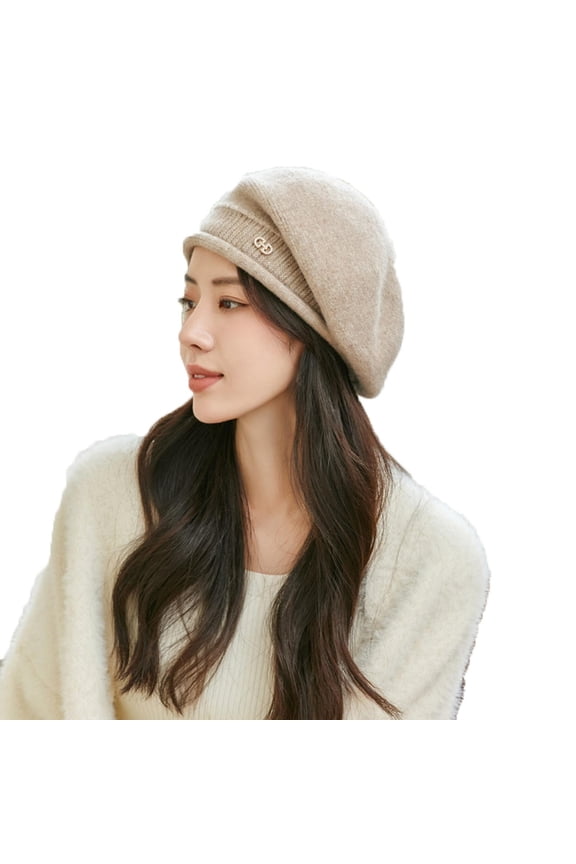 Women's Beret Winter Warm Elegant Beret Fashion Versatile Knitted Hat Cold Resistant Hat
