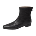thumbnail image 1 of DeHolifer Women's Booties Square Toe Low Square Heel Leisure Ankle Boots Handmade Modern Style With Splicing And Side Zipper, 1 of 8