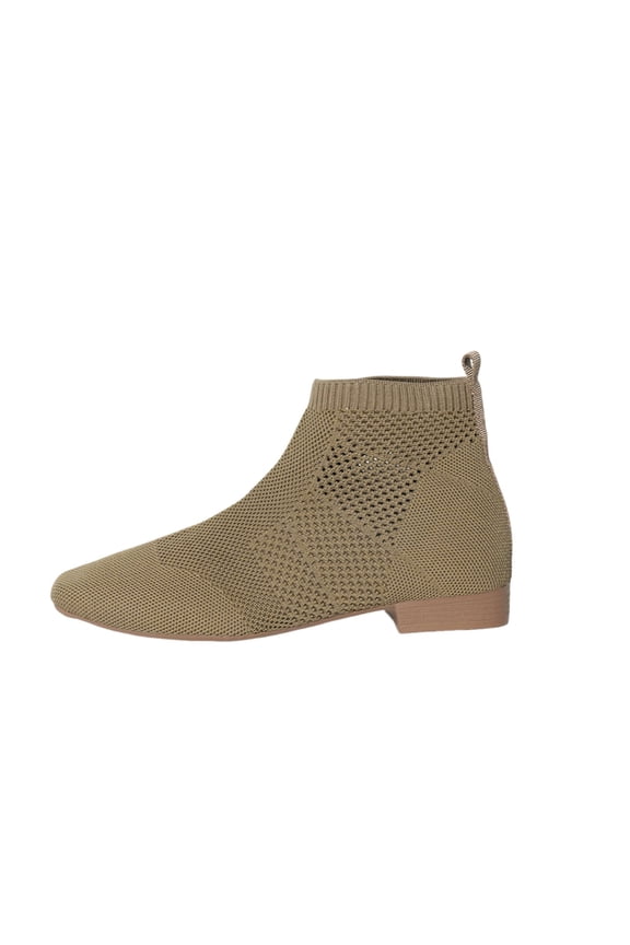 Women's Boots Pointed Toe Low Heel Put On Elastic Lightweight Breathable Ankle Booties Flying Woven Casual Boots