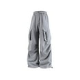 thumbnail image 1 of QQAMB Women's Cargo Pants Plus Size Elastic Waisted Wide Leg Solid Color Casual Loose Trousers with Multi Pockets Gray 2XL, 1 of 4