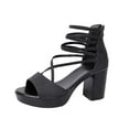 thumbnail image 1 of QQAMB Women's Chunky Block High Heels Sandals,Open Toe Strappy Heeled Sandals,Ankle Strap Dress Sandals, 1 of 8