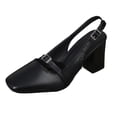 thumbnail image 1 of QQAMB Women's Chunky Block Low Heels Sandals Pointed Toe Comfy Slingback Dressy Pump Elegant Heeled Sandal, 1 of 8