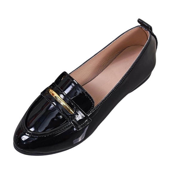 QQAMB Women's Classic Comfort Leather Loafers Cute Slip-Ons Casual Dress Shoes Lightweight Walking Flats Everyday Work Shoes