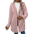 thumbnail image 1 of QQAMB Women's Coats Fuzzy Fleece Sherpa Jackets Warm Hooded Long Cardigans Fall Winter Teddy Coats Pink 2XL, 1 of 8