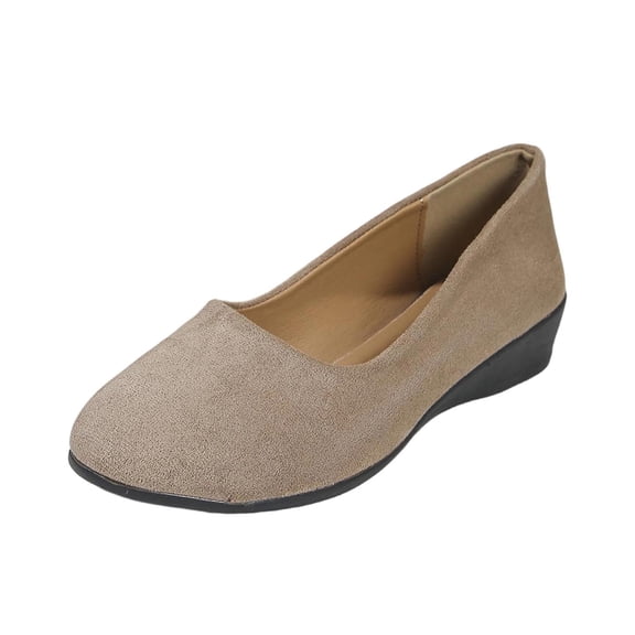 QQAMB Women's Dressy Casual Wedge Pumps Low Heel Cozy Slip On Wedges Versatile Closed Toe Work Formal Work Shoes