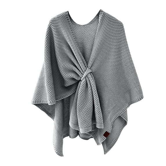 DeHolifer Women's Elegant Shawl Wrap - Cross Front Solid Color Poncho Cape - Wrap Topper Knitted Cardigans Sweater Shawls