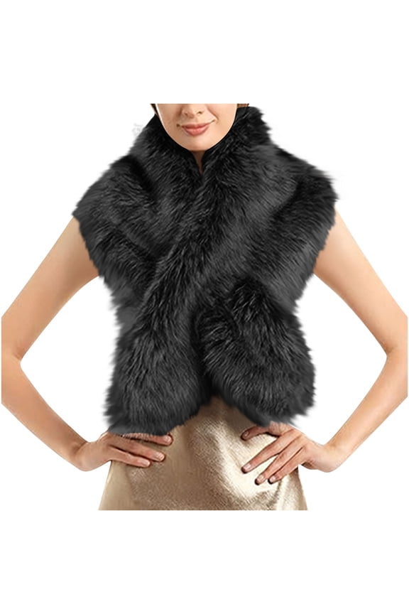 Women's Faux Fur Collar Scarf Wrap Winter Neck Warmer Collar Ladies White Scarf