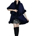 thumbnail image 1 of QQAMB Women's Faux Fur Shawl Wraps Elegant Knitted Ponchos Sweater Cape Winter Thickened Warm Soft Travel Scarf Wraps, 1 of 2
