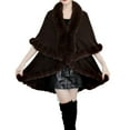 thumbnail image 1 of QQAMB Women's Faux Fur Shawl Wraps Elegant Knitted Ponchos Sweater Cape Winter Thickened Warm Soft Travel Scarf Wraps, 1 of 2